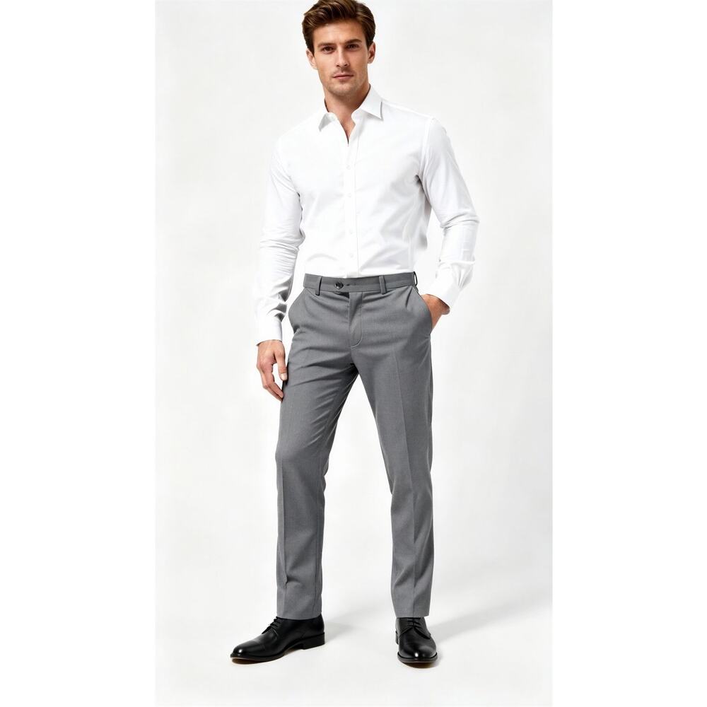 Brooks Brothers 346 Dress Pants Mens 36x32 Gray‎ Flat Front Business Formal